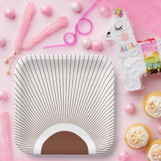 Boho Minimalist Sun Papieren Bordje (Feest)