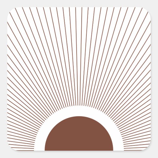 Boho Minimalist Sun Vierkante Sticker (Voorkant)