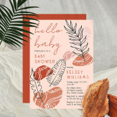 Boho Minimalist Terracotta Blush Hallo Baby shower Kaart