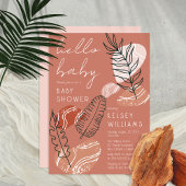 Boho Minimalist Terracotta Blush Hallo Baby shower Kaart