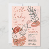 Boho Minimalist Terracotta Blush Hallo Baby shower Kaart (Voorkant)