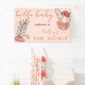 Boho Minimalist Terracotta Blush Hallo Baby shower Spandoek (Insitu)