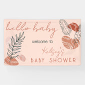 Boho Minimalist Terracotta Blush Hallo Baby shower Spandoek (Horizontaal)