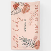 Boho Minimalist Terracotta Blush Hallo Baby shower Spandoek (Verticaal)