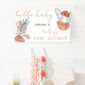 Boho Minimalist Terracotta Blush Hallo Baby shower Spandoek (Insitu)