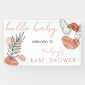 Boho Minimalist Terracotta Blush Hallo Baby shower Spandoek (Horizontaal)