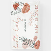 Boho Minimalist Terracotta Blush Hallo Baby shower Spandoek (Verticaal)