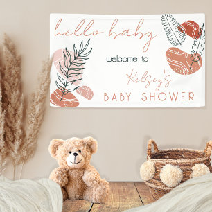 Boho Minimalist Terracotta Blush Hallo Baby shower Spandoek