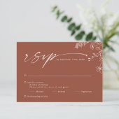 Boho Minimalist Terracotta Burnt Orange Wedding RSVP Kaartje (Staand voorkant)