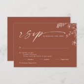 Boho Minimalist Terracotta Burnt Orange Wedding RSVP Kaartje (Voorkant / Achterkant)