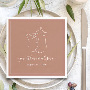 Boho minimalist Terracotta Cats Verloving Wedding Servet