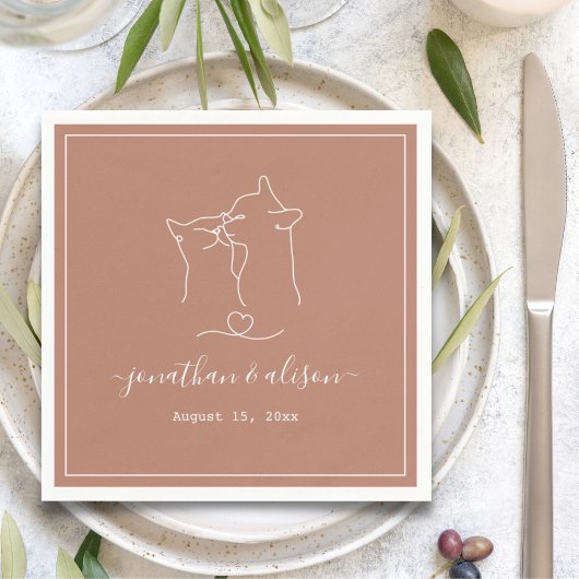 Boho minimalist Terracotta Cats Verloving Wedding Servet