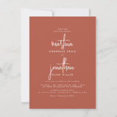 Boho minimalist Terracotta Simple Photo Wedding Kaart (Achterkant)