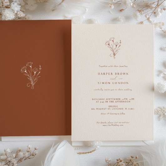 Boho minimalist Terracotta Wedding Kaart
