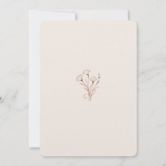 Boho Minimalist Terracotta Wedding Uitnodiging (Achterkant)