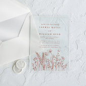 Boho Minimalist Terracotta Wildflower Wedding Acryl Uitnodigingen