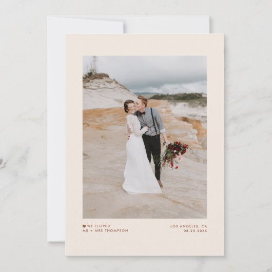 Boho minimalist Typography Terracotta Elopement Aankondiging (Voorkant)