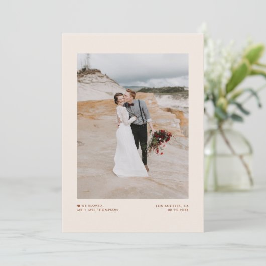 Boho minimalist Typography Terracotta Elopement Aankondiging (Staand voorkant)