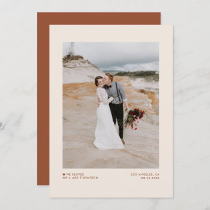 Boho minimalist Typography Terracotta Elopement Aankondiging