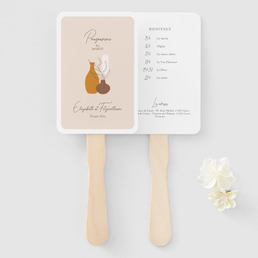 Boho Minimalist Vases Orde van Evenementen Program Handwaaier (Voorkant en achterkant)