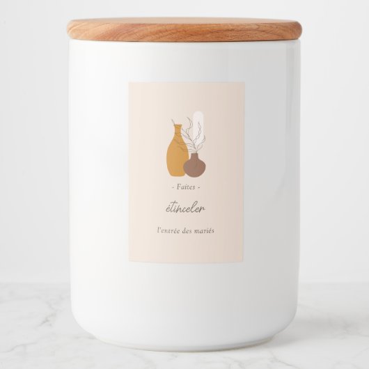 Boho Minimalist Vases Sparklers Sticks Label Voedselcontainer Etiket (Voorkant)