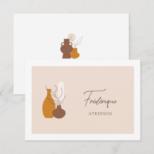 Boho Minimalist Vases Wedding Place Card (Voorkant / Achterkant)