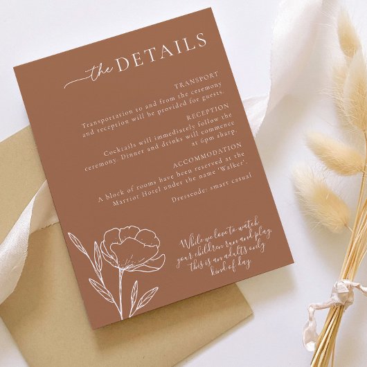 Boho Minimalist Wedding Details Enclosure Card Informatiekaartje