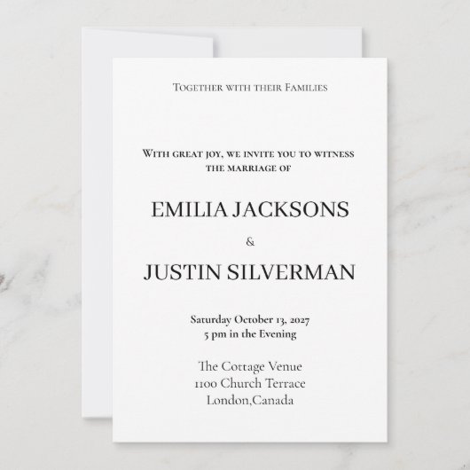 Boho minimalist Wedding Invitation Kaart (Voorkant)