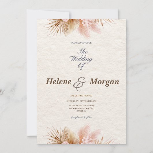 Boho minimalist Wedding Kaart (Voorkant)