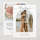 Boho Minimalist Wedding Photo Bedankt Card Kaart (Voorkant / Achterkant)