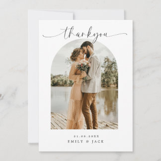 Boho Minimalist Wedding Photo Bedankt Card Kaart
