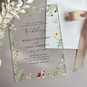 Boho Minimalist Wildflower Wedding Acryl Uitnodigingen