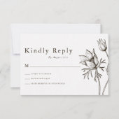 Boho Minimalist Wildflower Wedding Kindly Reply RSVP Kaartje (Voorkant)