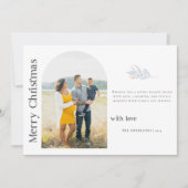 Boho Minimalist Zwart Wit Foto Kerstfamilie Feestdagenkaart (Voorkant)