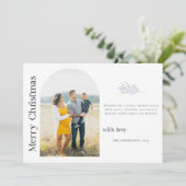 Boho Minimalist Zwart Wit Foto Kerstfamilie Feestdagenkaart (Staand voorkant)