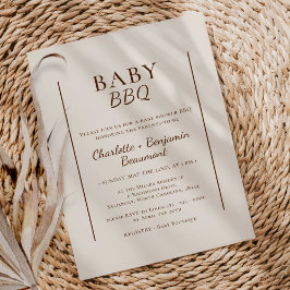 Boho Minimalistisch Beige Baby BBQ Baby shower Kaart