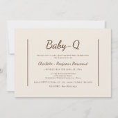 Boho Minimalistisch Beige Baby-Q BBQ Baby shower Kaart (Voorkant)