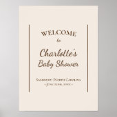 Boho minimalistisch beige Baby shower welkom Poste Poster (Voorkant)