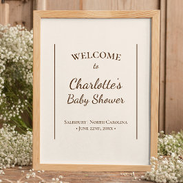 Boho minimalistisch beige Baby shower welkom Poste Poster