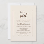 Boho minimalistisch beige Het is een meisjesdouche Kaart (Voorkant)