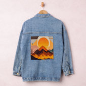 Boho minimalistisch berglandschap denim jacket (Hangar)