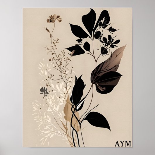 Boho minimalistisch botanisch personaliseren poster (Voorkant)
