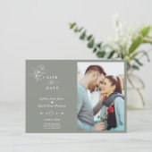Boho minimalistisch eenvoudige wijze groene foto b save the date (Staand voorkant)