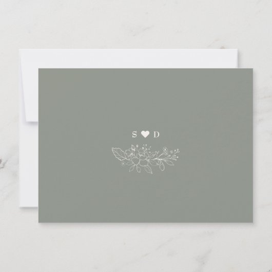 Boho minimalistisch eenvoudige wijze groene foto b save the date (Achterkant)