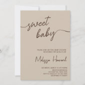 Boho minimalistisch genderneutraal bruin Baby show Kaart (Voorkant)