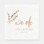 Boho minimalistisch Sinaasappel bloemenbruiloft Servet (Voorkant)