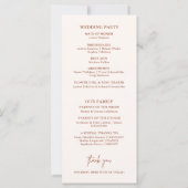 Boho minimalistisch terracotta huwelijksprogramma (Achterkant)