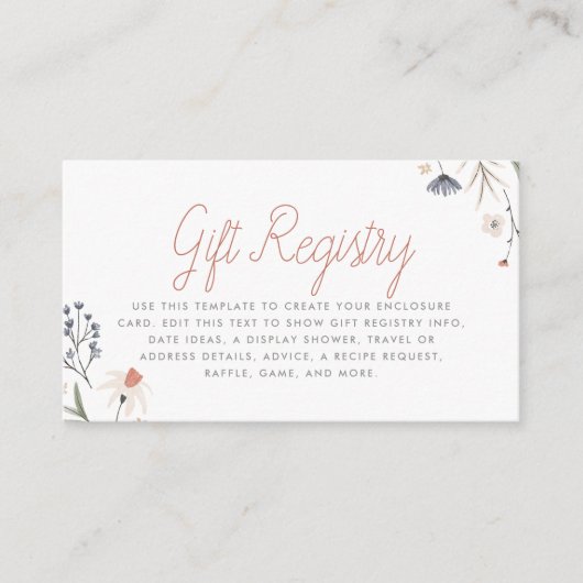 Boho minimalistisch Wildflower Vrijgezellenfeest Informatiekaartje (Voorkant)