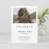 Boho minimalistisch zwart-wit monogram bruiloft save the date (Staand voorkant)
