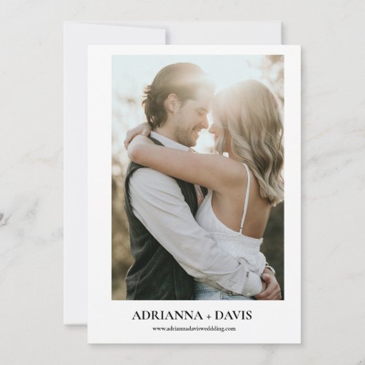 Boho minimalistisch zwart-wit monogram bruiloft save the date (Achterkant)